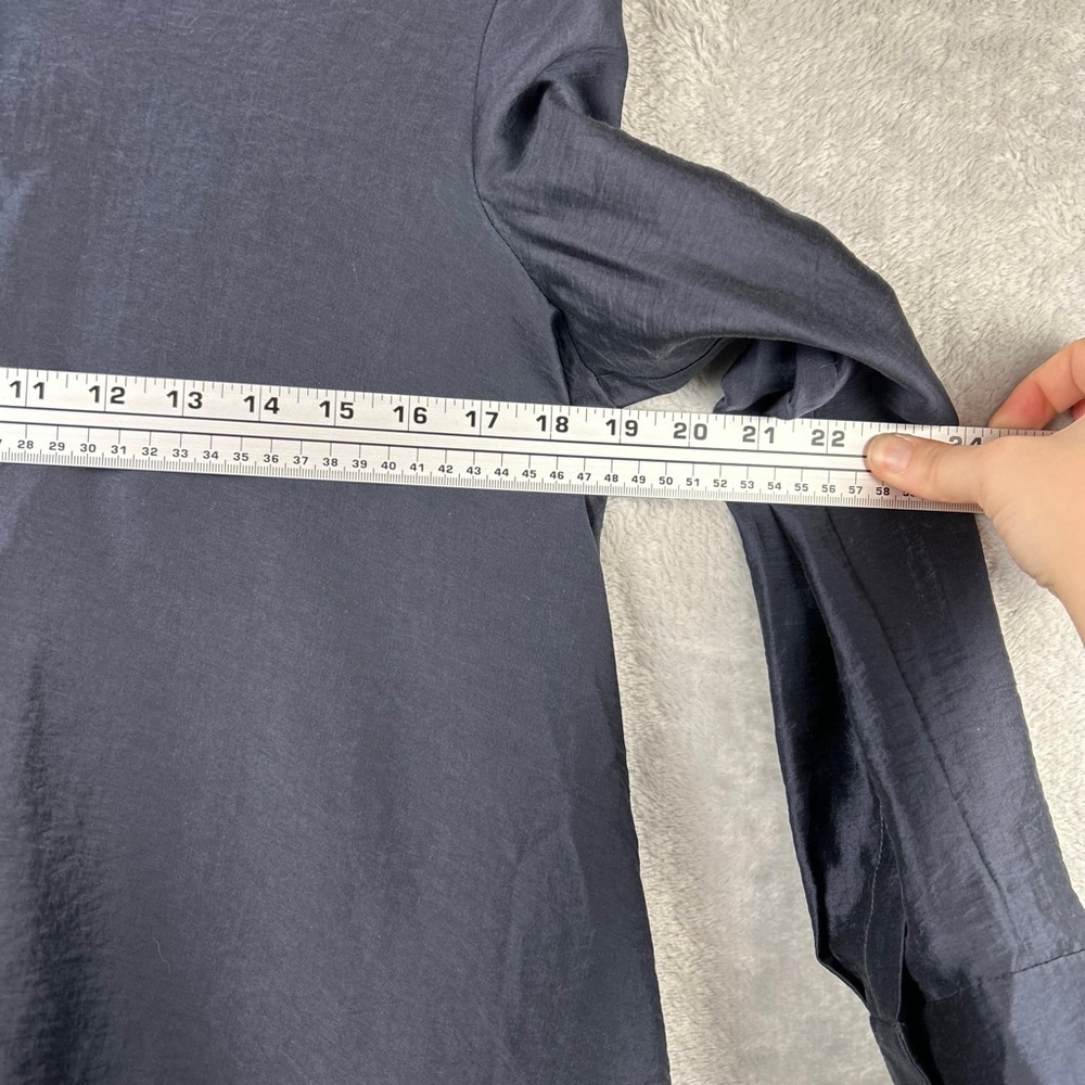 COS Button Up Shirt Women's 4 Midnight Blue Crinkled Draped Shirt - Picture 7 of 12